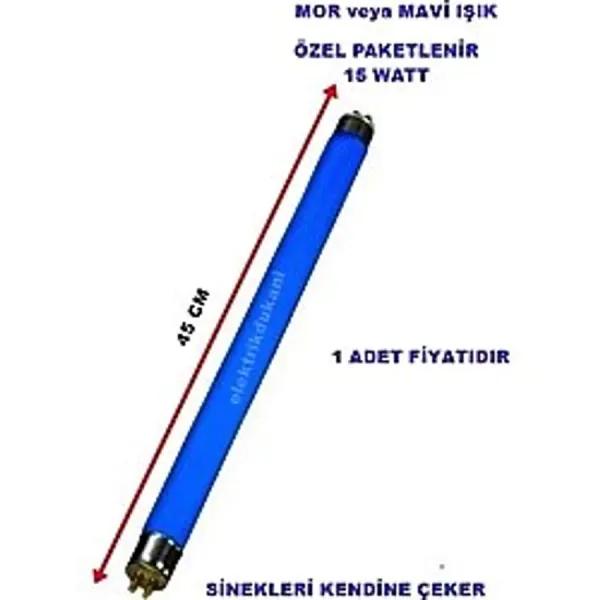 Uzlıght T8 45Cm 15W Sinek Yakalama Cihazı Ampulü Floresan (Mavi Işık)