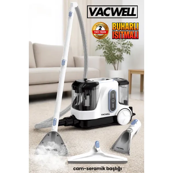 vacwell BUHARLI VE ISITICILI HALI KOLTUK YIKAMA MAKİNESİ VAC13 CAM SİLME APARATLI