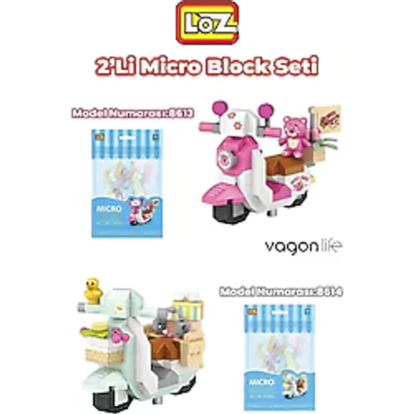Vagonlife Loz Micro Block 2'li Motor Seti 2 Farklı Model Dekoratif Oyuncak Yapım Seti Yapı Blok Seti
