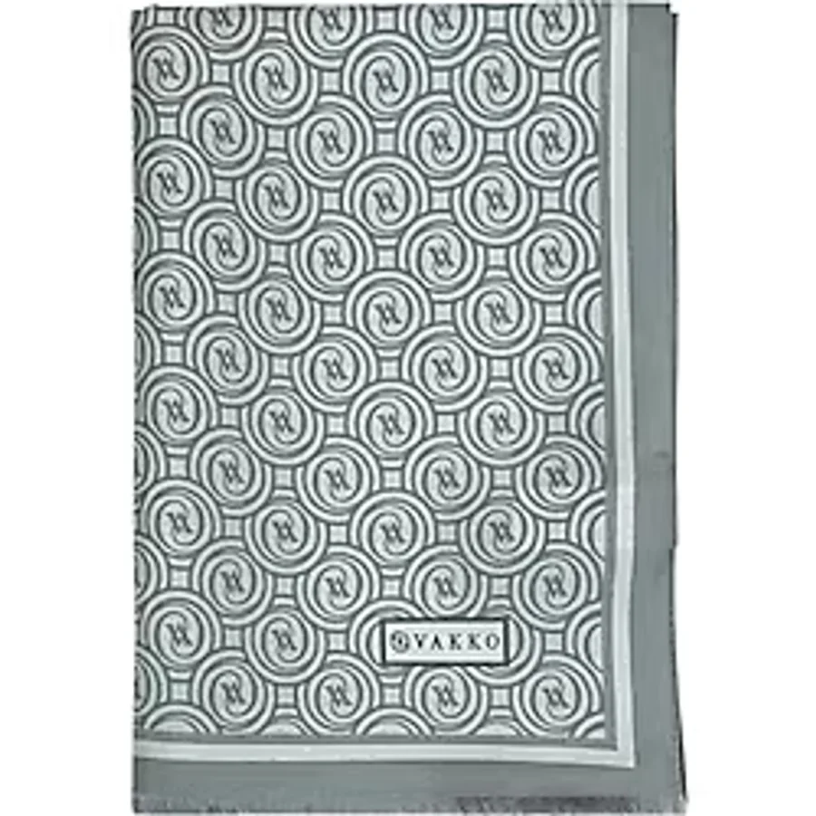 Vakko Twill İpek Şal - Yeni Monogram - Gümüş Gümüş