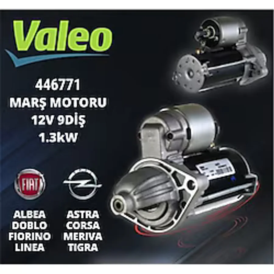 Valeo - 12v 9 Diş Fiat Punto - Punto Evo 1.3 Mjt Marş Dinamosu
