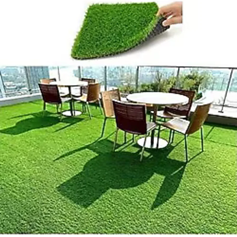 Valery Home Vl Dekoratif Premium Kalite Suni Balkon Bahçe Kaymaz Taban Çim Halı 7 mm - 40 x 60 cm - Yeşil