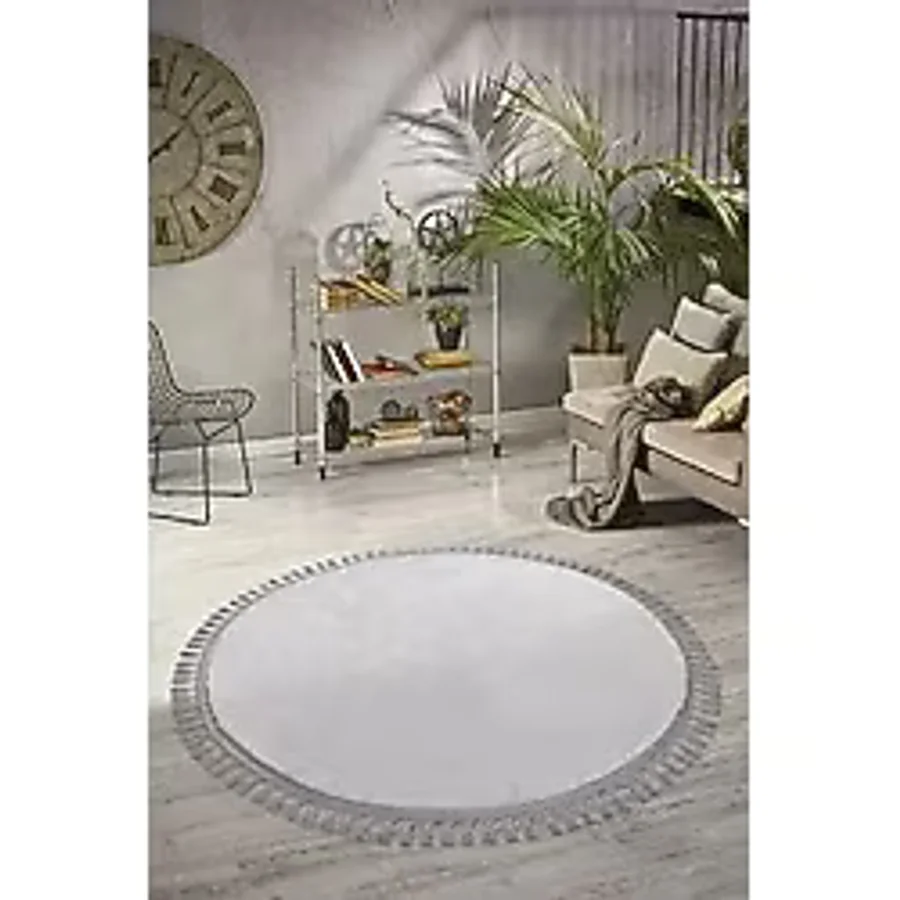 Valery Home Vl Oval Comfort Overloklu Peluş Yolluk Açık Gri