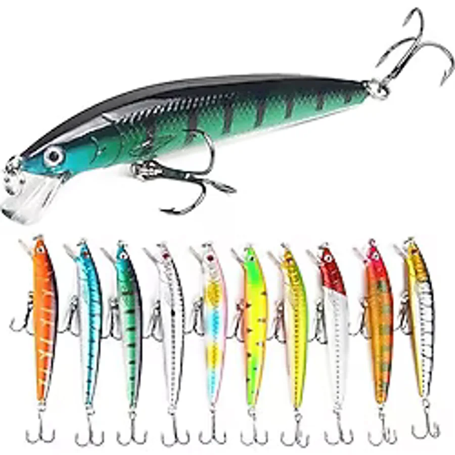 Valkyrie 10 Adet 10Cm 9Gr Minnow Sahte Olta Yem Seti Rapala 1M Derinlik 10 Farkli Renk Karbon Celik Igne