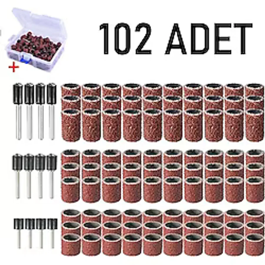 Valkyrie 102 Adet Kutulu Freze Ucu Zımparası Tırnak Makinesi Gravür Matkap Uyumlu Törpü Kalıcı Oje Manikür Pedikür Seti