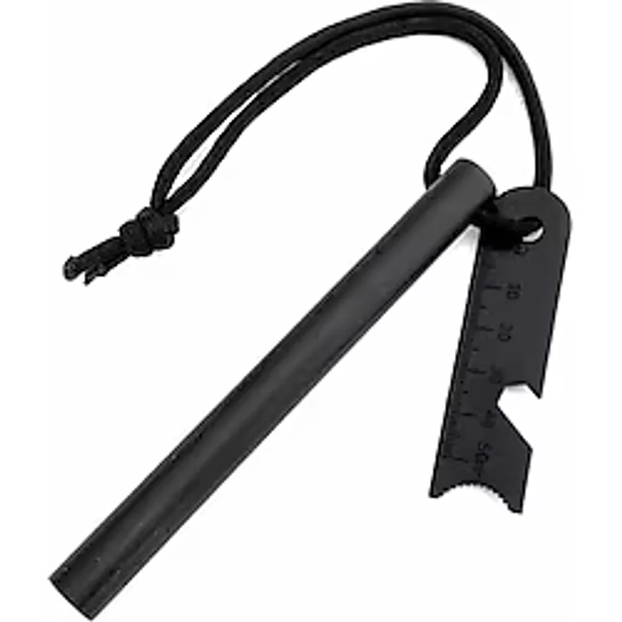 Valkyrie 10cm Boy 1cm En Full Magnezyum Ateş Başlatıcı Bar - %100 Katkısız Alüminyum İçermez Fire Starter Siyah