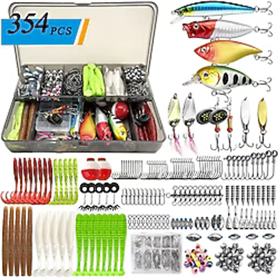 Valkyrie 354 Parça Balık Olta İğne Yem Seti Rapala Kurşun İğne Silikon Kaşık Çantalı Komple Set
