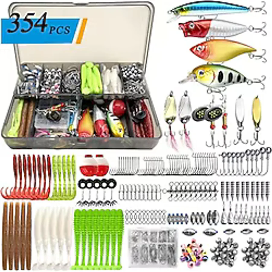 Valkyrie 354 Parça Balık Olta İğne Yem Seti Rapala Kurşun İğne Silikon Kaşık Çantalı Komple Set