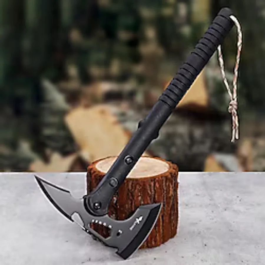 Valkyrie Çok Amaçlı Kamp Baltası - Outdoor Survival Balta - Çok Fonksiyonlu Çelik Başlık - Odun Kesme, Avcılık, Kamp, Trekking