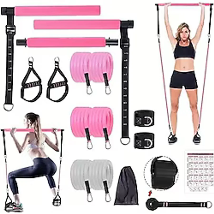 Valkyrie Full Vücut Pilates Bar Seti Egzersiz Çubuğu Ayarlanabilir Evde Onlarcak Farklı Spor Jimnastik Olanağı Kapı Askılı Çantalı