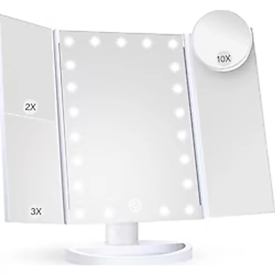 Valkyrie Led Isikli Katlanabilir Makyaj Aynası - 2X 3X 10X Buyutme Modu - Dokunmatik Touch Ekran - 5 Farkli Ayna
