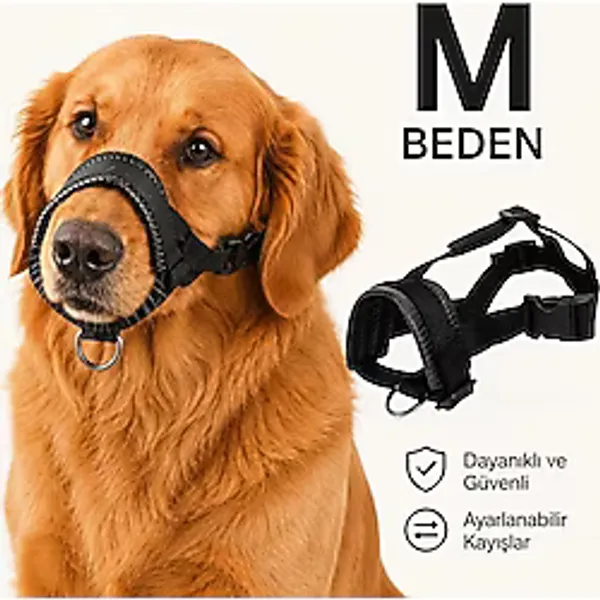 Valkyrie M Beden Köpek Ağızlığı Ayarlanabilir Nefes Alabilir Isırma Önleyici Yumuşak Pedli Siyah