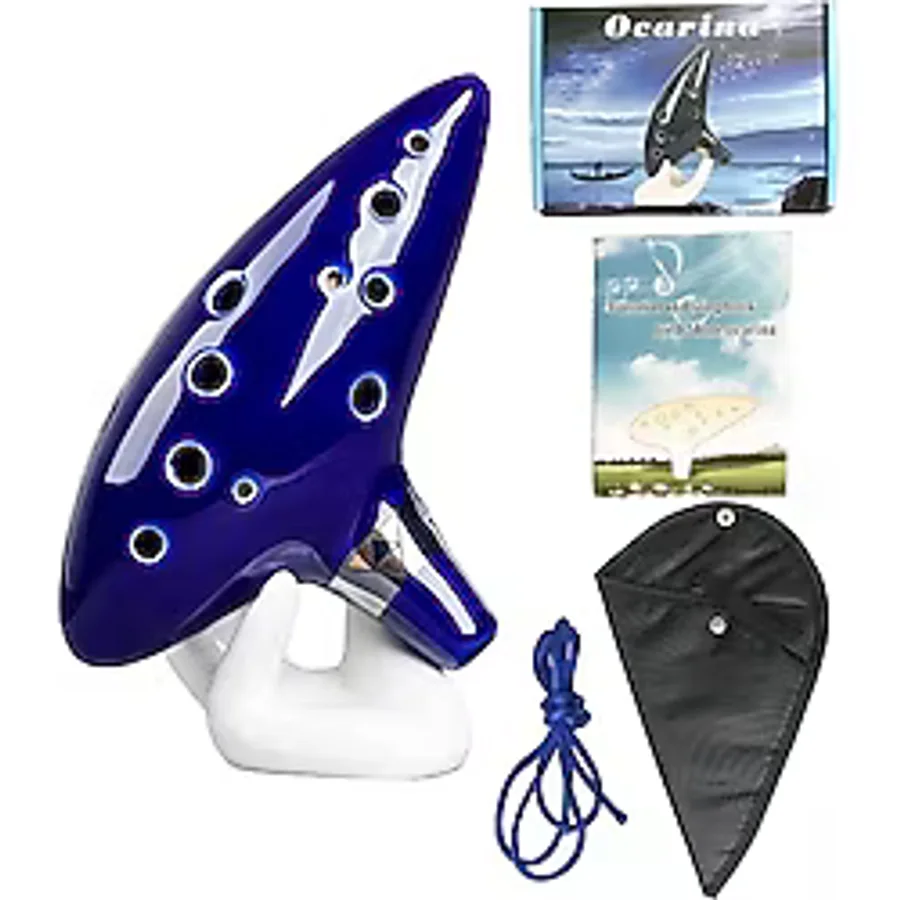 Valkyrie Ocarina 12 Delik Ocarina Seramik Alto C Ocarina Flüt Mavi Ocarina Sualtı Müzik Nefesli Enstrüman