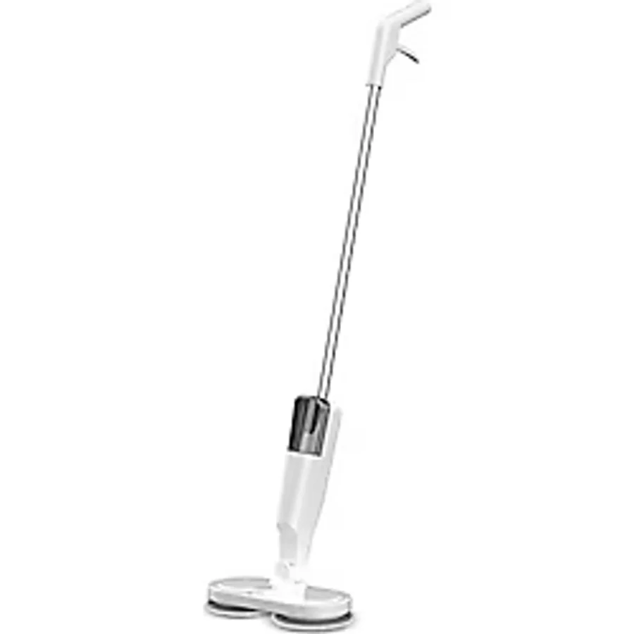 Valkyrie Şarjlı Su Püskürtmeli Elektrikli Mop - Çift Döner Başlık, Mikrofiber Ped, 2000 mAh, Tüm Zeminlerde Etkili Beyaz