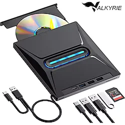 Valkyrie Usb 3.0 Harici External Cd Dvd Okuyucu Yazıcı Led Usb Hub Tf Sd Kart Okuyucu Çoğaltıcı