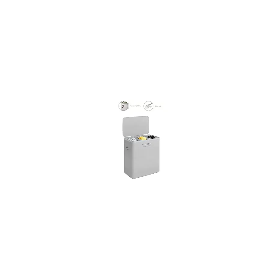 valletta Paloma 120l Üç Yıkanabilir Bölmeli Katlanabilir Kumaş Kirli Çamaşır Sepeti Light Gray