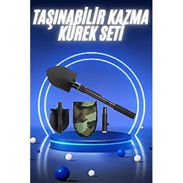 Valor Pusulalı Katlanabilir Kazma Kürek Kamp Seti Kamp Küreği Portatif Çantalı