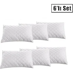 Valoroso Tekstil 6 Adet Kapitoneli Fermuarlı Yastık Koruyucu Alezi 50X70 cm - 50 x 70 cm - Beyaz
