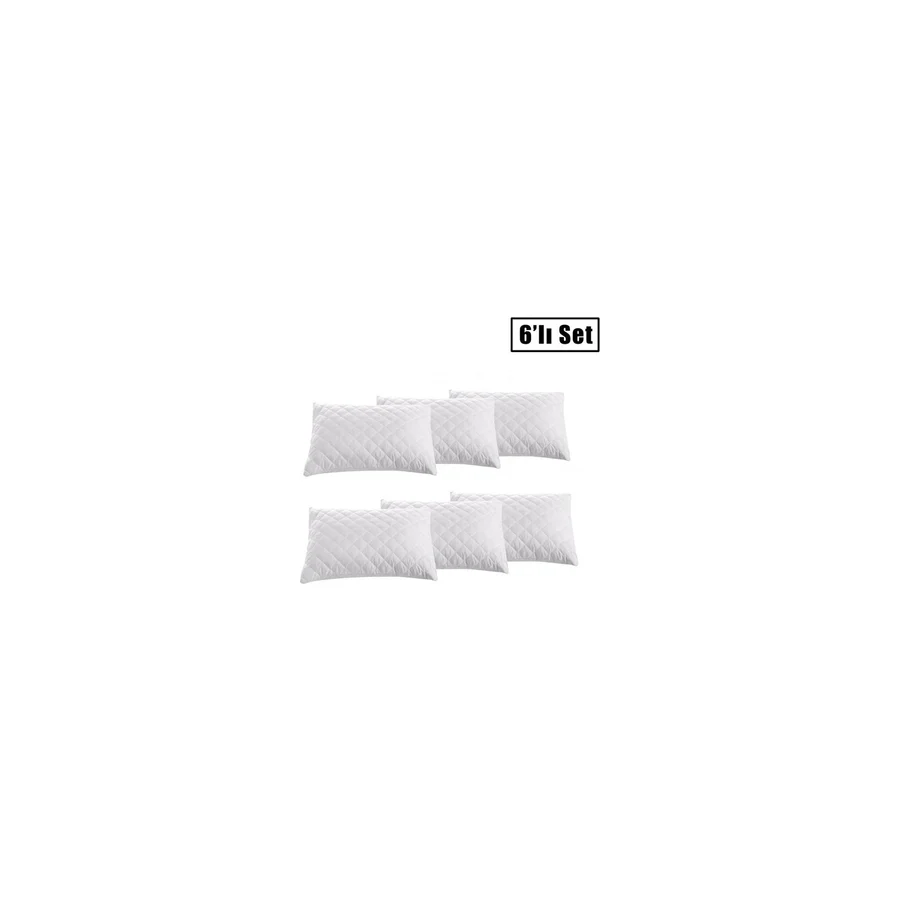 Valoroso Tekstil 6 Adet Kapitoneli Fermuarlı Yastık Koruyucu Alezi 50X70 cm - 50 x 70 cm - Beyaz