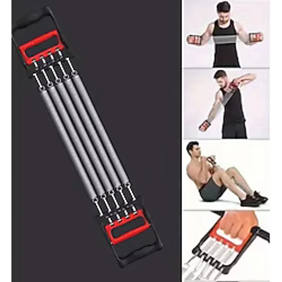 Vanch Göğüs Genişletme ve Kuvvet Egzersiz Aleti - 5 Yaylı 5 Kademeli Ayarlanabilir Fitness ve Kuvvet Antrenmanı Ekipmanı (5264) - Gri