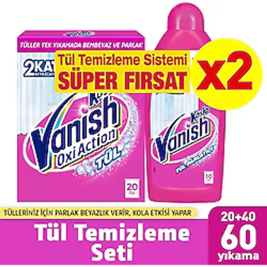 Vanish Kosla Tül Toz 450 gr x 2 Adet + Vanish Kosla Tül Parlatıcı 450 ml x 2 Adet