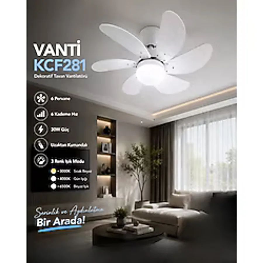 Vanti KCF281K Aydınlatmalı Uzaktan Kumandalı Tavan Tipi Vantilatör