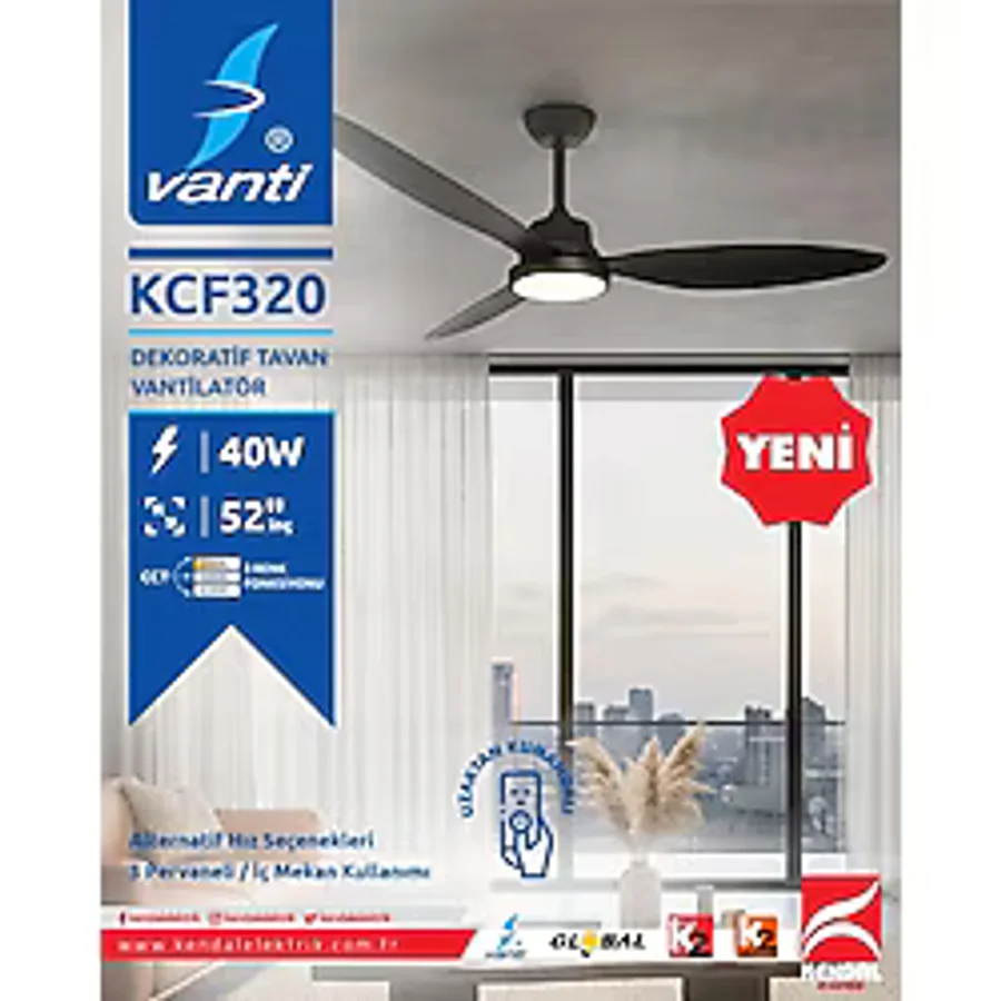 Vanti KCF320 Uzaktan Kumandalı Aydınlatmalı Tavan Tipi Vantilatör