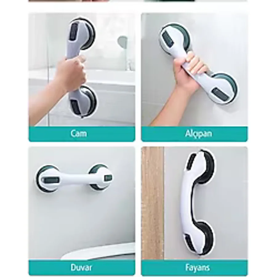 Vantuzlu Banyo Tutacağı - Kayma Düşme Önleyici Kilitli Tutunma Barı