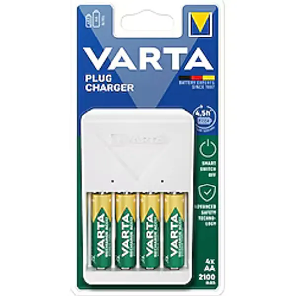 VARTA Plug Şarj Cihazı +4 adet 2100mAh AA Şarj Edilebilir Pil