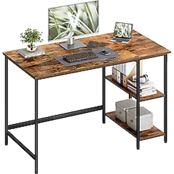 Vasagle Masa, Bilgisayar Masası, PC Masası, Ofis Masası, Ofis, Oturma Odası, Çelik Çerçeve, Endüstriyel Tasarım, Vintage Kahverengi - Siyah LWD47X