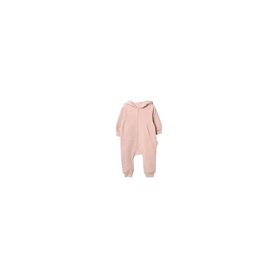 Vauva Kız Erkek Bebek Çocuk Uzun Kollu Kapşonlu İnce Şardonlu Mevsimlik Tulum (Pembe, 12-18 Ay)