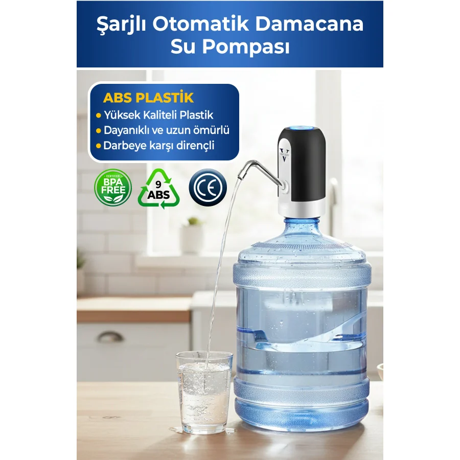 Vayomy Otomatik Şarjlı Damacana Su Pompası ve Şarj Kablosu Otomatik Şarjlı Su Sebili