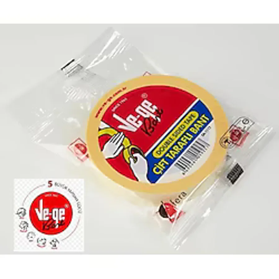 Ve-ge Çift Taraflı Bant, 24 Mm X 25 M, Şeffaf, Güçlü Yapışkan, İz Bırakmaz, Kaplama Ve Sabitleme İçin