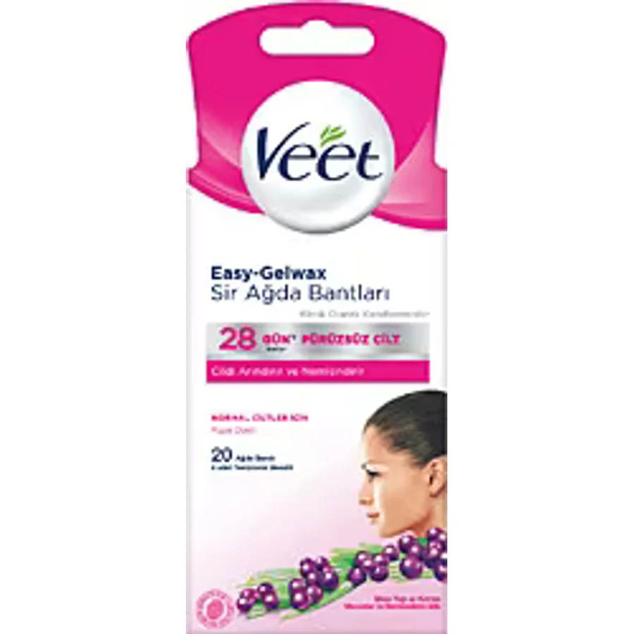 Veet Easy Gelwax Normal Ciltler için Yüze Özel 20'li Sir Ağda Bandı