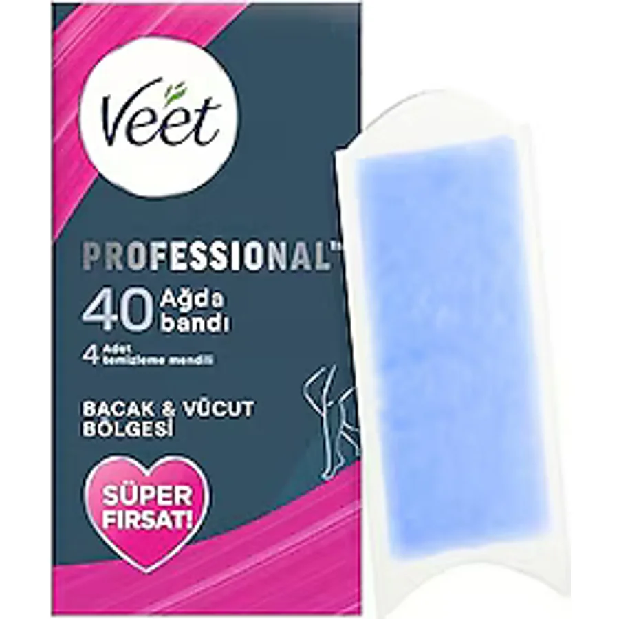 Veet Professional Hassas Ciltler için Bacak ve Vücut Bölgesi 40'lı Sir Ağda Bandı