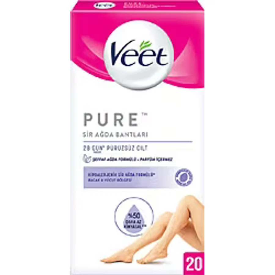 Veet Pure Hipoalerjenik Bacak ve Vücut Bölgesi için 20'li Sir Ağda Bandı