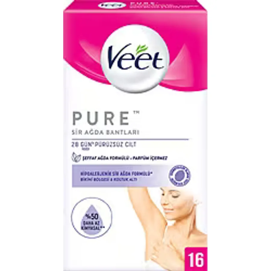 Veet Pure Hipoalerjenik Koltuk Altı ve Bikini Bölgesi 16'lı Sir Ağda Bandı