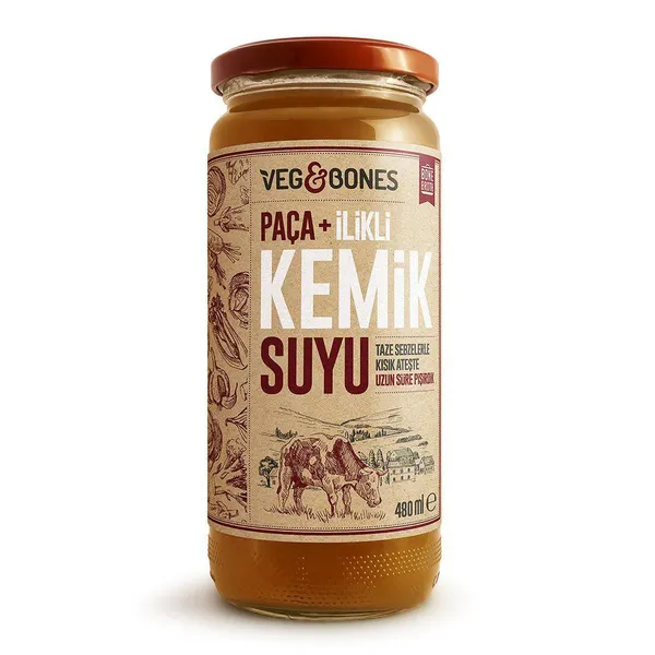 Veg&Bones Paça+İlikli Kemik Suyu 480ml x 6adet