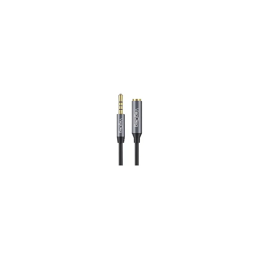 Veggieg 3.5mm Trss Aux Kulaklık Mikrofon Ses Uzatma Kablosu 1 Metre
