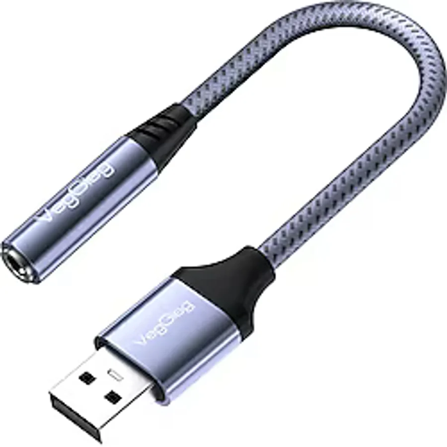 VegGieg USB-A to 3.5mm Jack Aux Mikrofon Destekli DAC Chip HiFi Ses Kartı