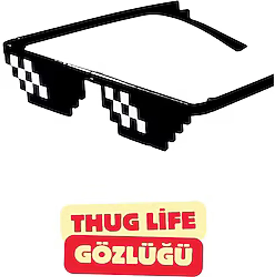 Vekorr Thug Life Güneş Gözlüğü Siyah Parti Piksel Tasarımlı Eğlenceli Gözlük