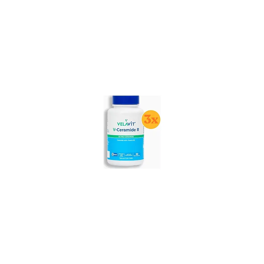 Velavit V- Ceramide R - Seramid ve Nikotinamid Içeren - 30 Kapsül - 3 Adet (90 Kapsül) - Dezenfektan Hediyeli (%72 Alkol)