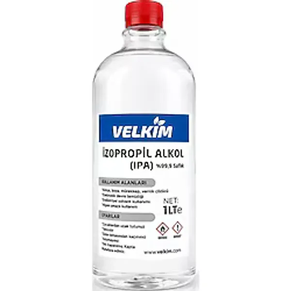 Velkim İzopropil Alkol %99.9 Saf IPA 1 Lt - 3D Yazıcı, Devre, Cam, Lens, Oto Yüzey & Hassas Temizleyici, Yağ Çözücü