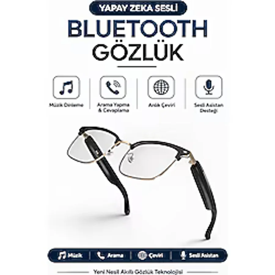 Veltrex Yapay Zeka Akıllı Sesli Gözlük Bluetooth Kulaklık Arama - Müzik - Çeviri - Ses Asistanı- Şık Tasarım