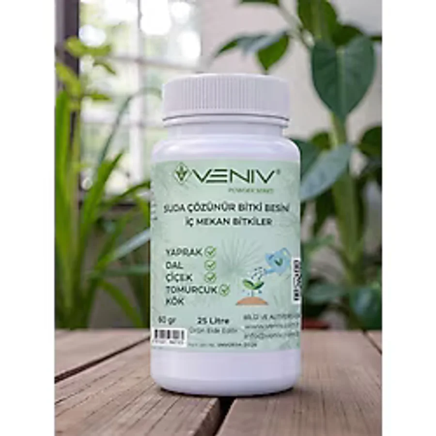 VENİV Dış ve İç Mekan Bitkiler- En Etkili Suda Çözünür Bitki Besini- Konsantre 25L- 60 gram- Tüm Bitkiler