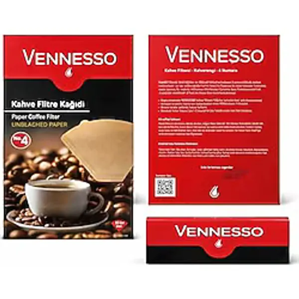 Vennesso No:4 Filtre Kahve Kağıdı, 80 Adet, Ağartılmamış Kahve Filtresi