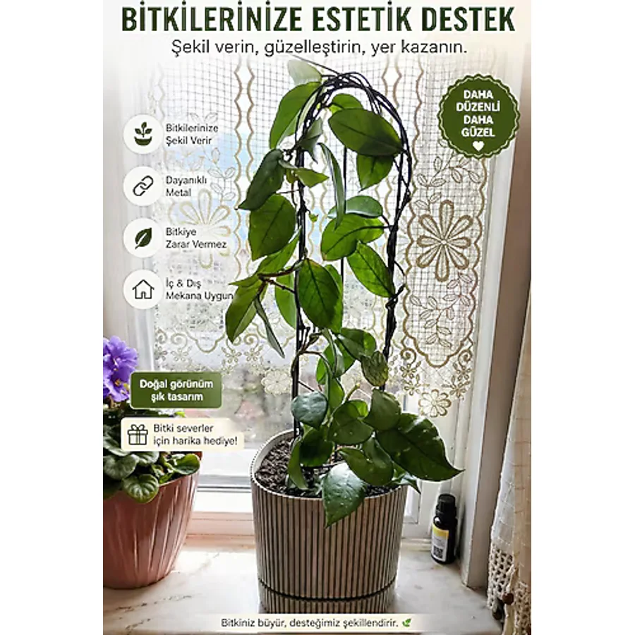 VENON 1 Adet METAL Ömürlük Elips 9x48 Bitki Gövde Destek Sabitleme Dikey Büyüme İçin Pratik & BİTKİ TUTUCU