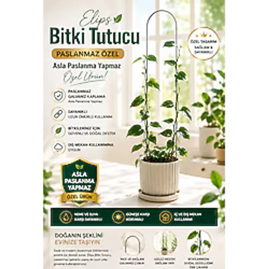 VENON 5 Adet METAL Ömürlük Elips 9x48 Bitki Gövde Destek Sabitleme Dikey Büyüme İçin Pratik & BİTKİ TUTUCU
