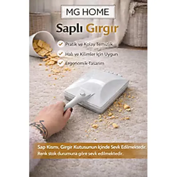 VENON Ergonomik Saplı 3 Fırçalı Gırgır Süpürge Manuel Halı ve Tüy Temizleyici Açma Butonlu
