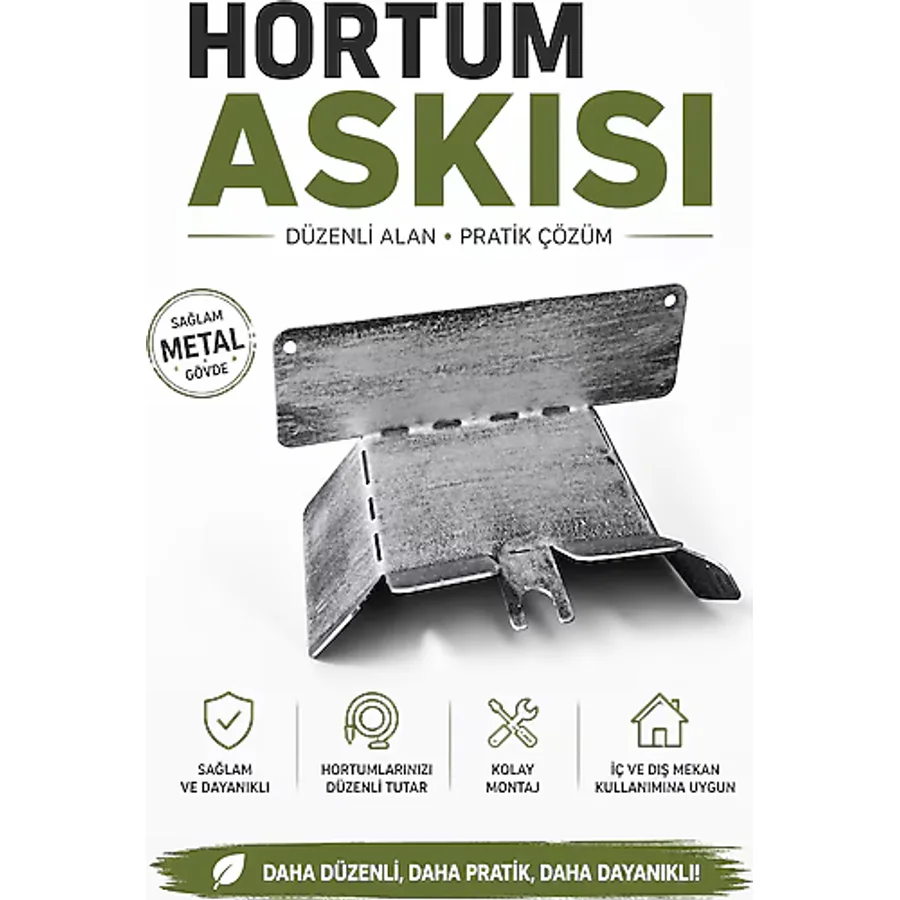 VENON SİLVER GÜMÜŞ Duvar Tipi Metal Hortum Askısı Siyah Metal Hortum Askılığı - Bahçe Hortumu Tutucu Kanca